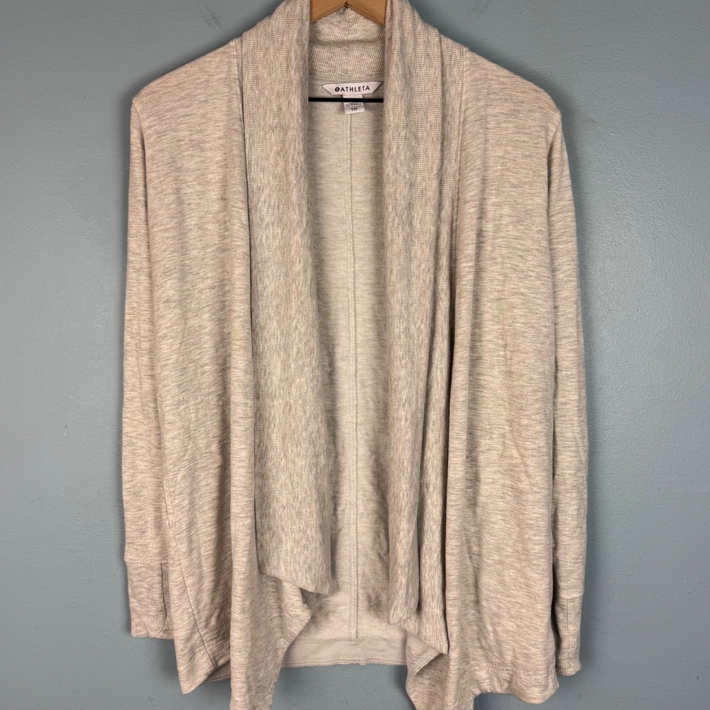 Athleta Pranayama Restored Wrap Cardigan Sweater Women's XXS Gray Modal Blend - Picture 2 of 5